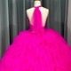 Pink Quinceanera Dresses for 15 Anas Customized Halter Ball Gown Court Train Lace Up Customised vestidos de 15 quinceanera