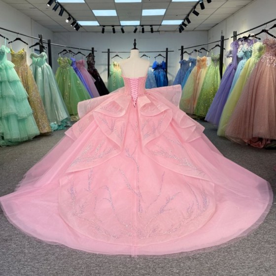Pink Quinceanera Dresses for Girls Strapless Ruffles Vestidos 15 De Quinceañera Customized vestidos de quinceañera