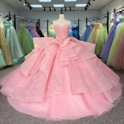 Pink Quinceanera Dresses for Girls Strapless Ruffles Vestidos 15 De Quinceañera Customized vestidos de quinceañera