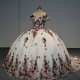 Popular Fashion Shiny White Summer V-neck Ball Gowns Quinceanera Dresses for Girls Off The Shoulder Sweet 16 Vestidos De