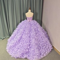 Purple Charro Quinceanera Dresses Ball Gown Lace Up Strapless Appliques Beaded Court Train Mexican vestido de quinceanera