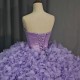 Purple Charro Quinceanera Dresses Ball Gown Lace Up Strapless Appliques Beaded Court Train Mexican vestido de quinceanera