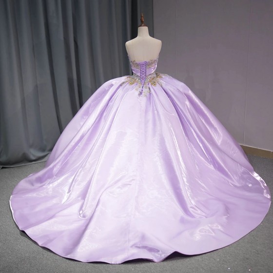 Purple Charro Quinceanera Dresses Ball Gown Strapless Embroidery Satin Sweet 16 Dresses 15 Anos vestidos de 15 quinceanera