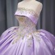 Purple Charro Quinceanera Dresses Ball Gown Strapless Embroidery Satin Sweet 16 Dresses 15 Anos vestidos de 15 quinceanera