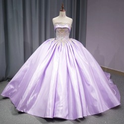 Purple Charro Quinceanera Dresses Ball Gown Strapless Embroidery Satin Sweet 16 Dresses 15 Anos vestidos de 15 quinceanera