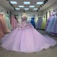 Purple Glitter Ball Gown Princess Quinceanera Dress Ruffle Sequin Appliques Custom Beaded Sweet 16 Dress Vestidos De 15 Años