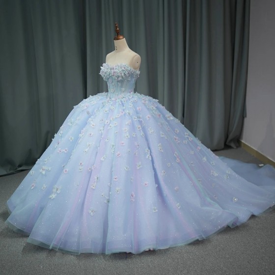 Purple Princess Ball Gown Quinceanera Dresses 2024 Strapless Appliques Beads Birthday Party For 15th Girls