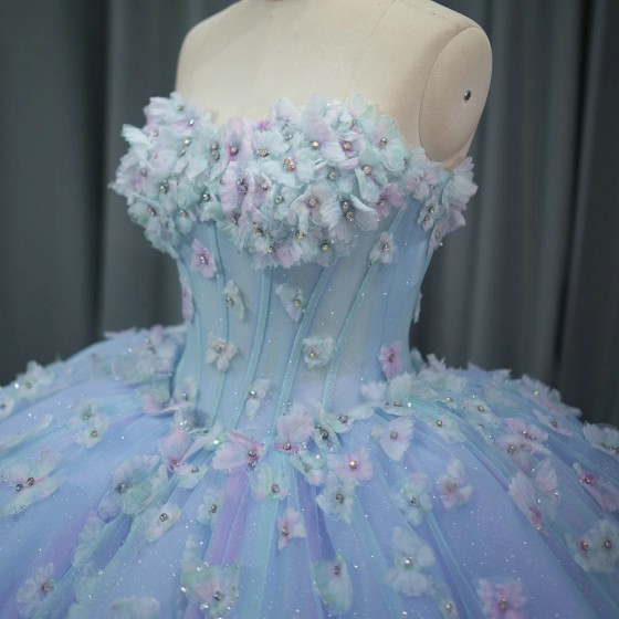 Purple Princess Ball Gown Quinceanera Dresses 2024 Strapless Appliques Beads Birthday Party For 15th Girls