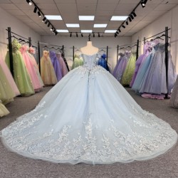 Quinceanera Dresses Backless Short Sleeves Customized Tiered Lace Appliques Corset Lace Up Floor Length 15 Anos Vestido 