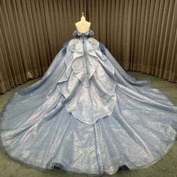 Quinceanera Dresses Ball Gown Flowers Strapless Vestidos De 15 Años 2025 Blue Vestido De 15