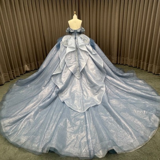 Quinceanera Dresses Ball Gown Flowers Strapless Vestidos De 15 Años 2025 Blue Vestido De 15