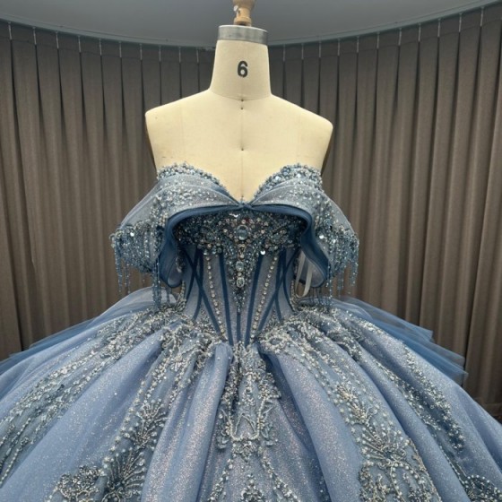 Quinceanera Dresses Ball Gown Flowers Strapless Vestidos De 15 Años 2025 Blue Vestido De 15