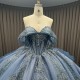 Quinceanera Dresses Ball Gown Flowers Strapless Vestidos De 15 Años 2025 Blue Vestido De 15