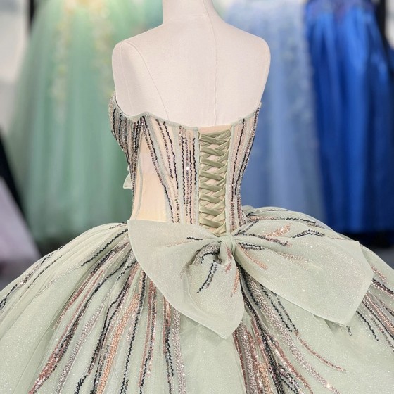 Quinceanera Dresses for 15 Years Sequins with Sleeveless Bow Customized Pleating Vestidos De 15 Anos