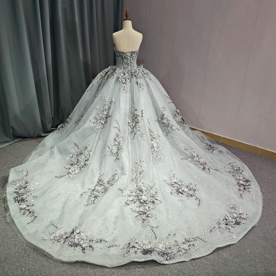 Quinceanera Dresses for Girls 3D Appliques Draped Strapless Lacing up Customized 15 Anos Vestido Drop Shipping vestidos 15 anos