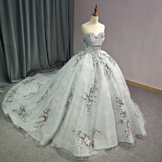 Quinceanera Dresses for Girls 3D Appliques Draped Strapless Lacing up Customized 15 Anos Vestido Drop Shipping vestidos 15 anos