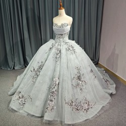 Quinceanera Dresses for Girls 3D Appliques Draped Strapless Lacing up Customized 15 Anos Vestido Drop Shipping vestidos 15 anos