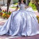 Mexico Silvery Ball Gown Quinceanera Dress For Girls Ball Appliques Lace Beaded Birthday Party Gowns Sweet 16 Vestidos De 15Anos