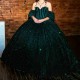 Sequin Emerald Green Quinceanera Dresses Ball Gown Birthday Party Dress Lace Up Graduation Gown Off The Shoulder vestidos 15 de